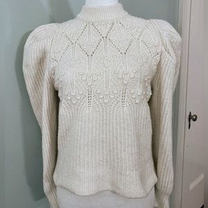 A NEW DAY Mock Neck Puff Sleeve Chenille Sweater